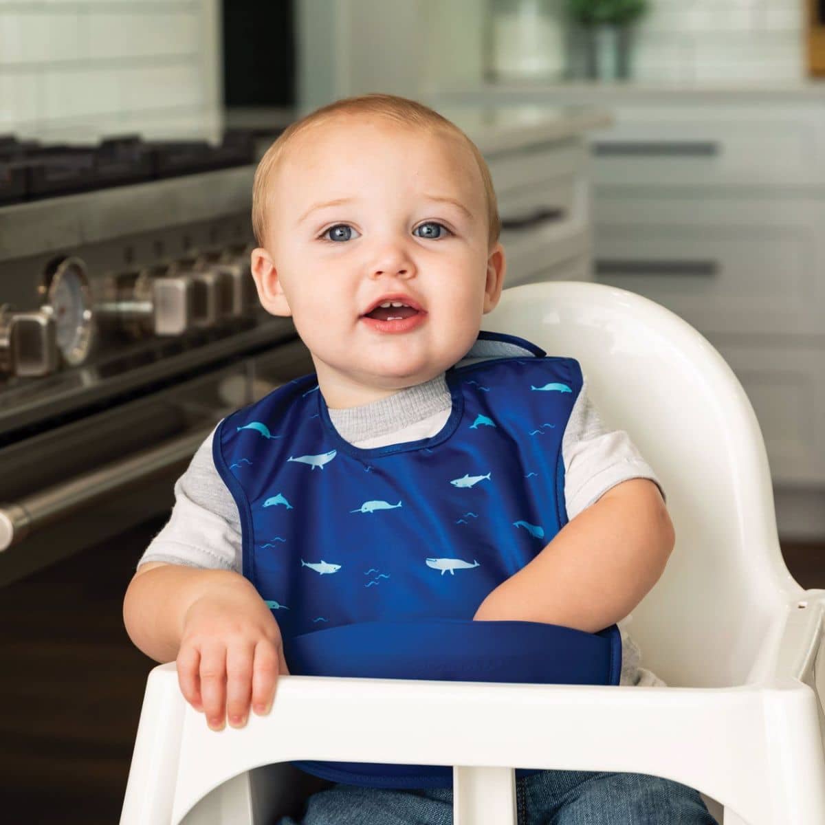 Tiny Twinkle Mess-Proof Silicone Pocket Bib - Ocean Life - Image 2