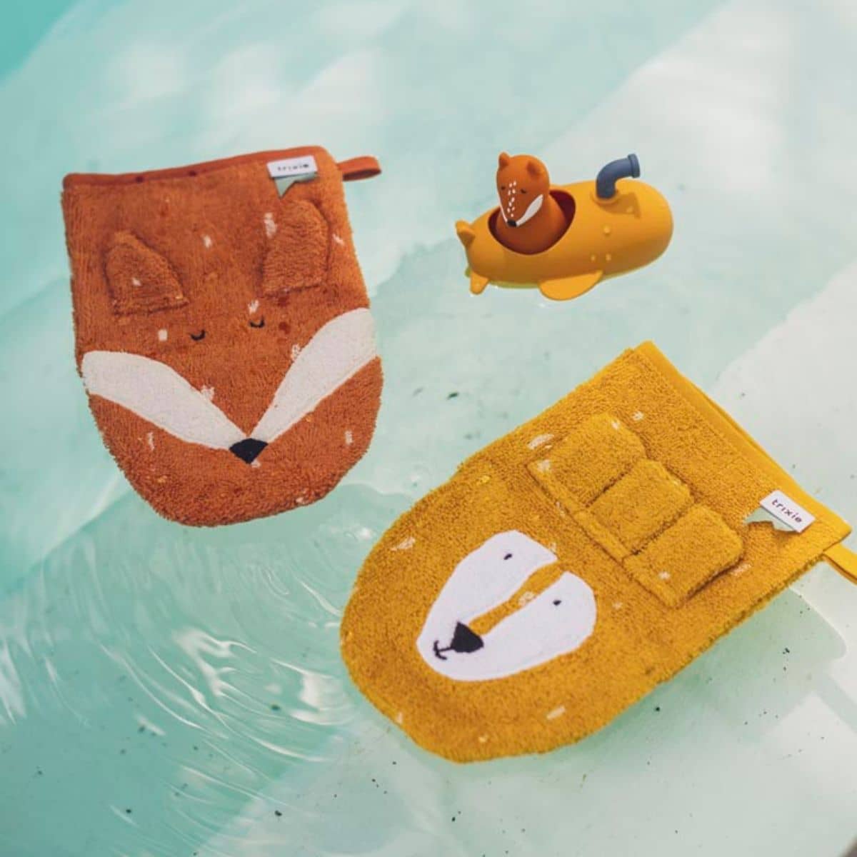 Trixie Organic Washcloths 2 Pack - Mr. Lion / Mr. Fox - Image 2