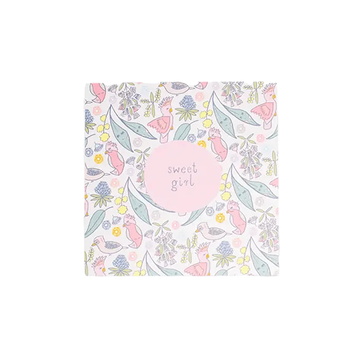 Two Little Ducklings Greeting Card - Baby Girl - Australian Floral and Birds