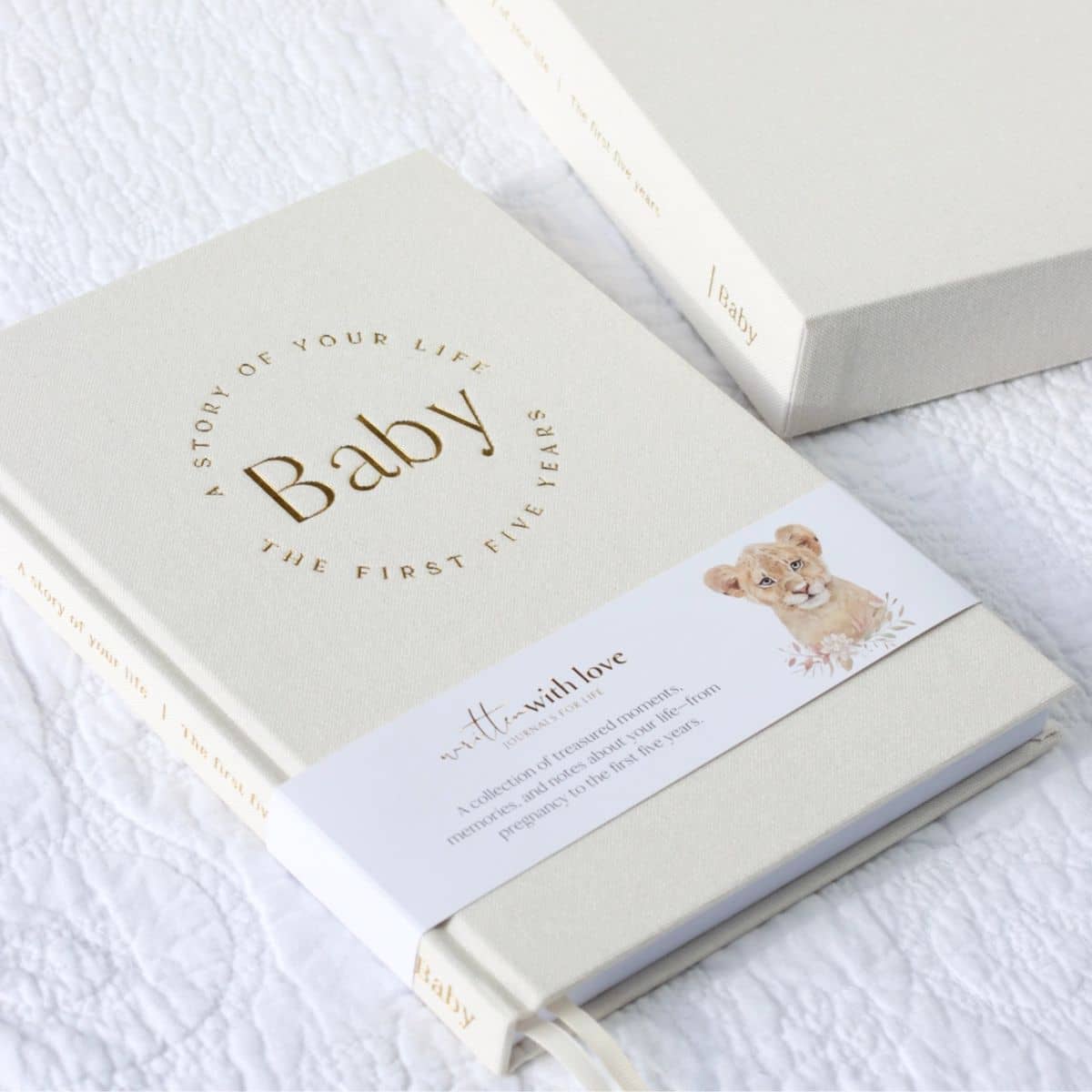 Written With Love Baby Memory Book with Keepsake Box - Classic White - Image 4