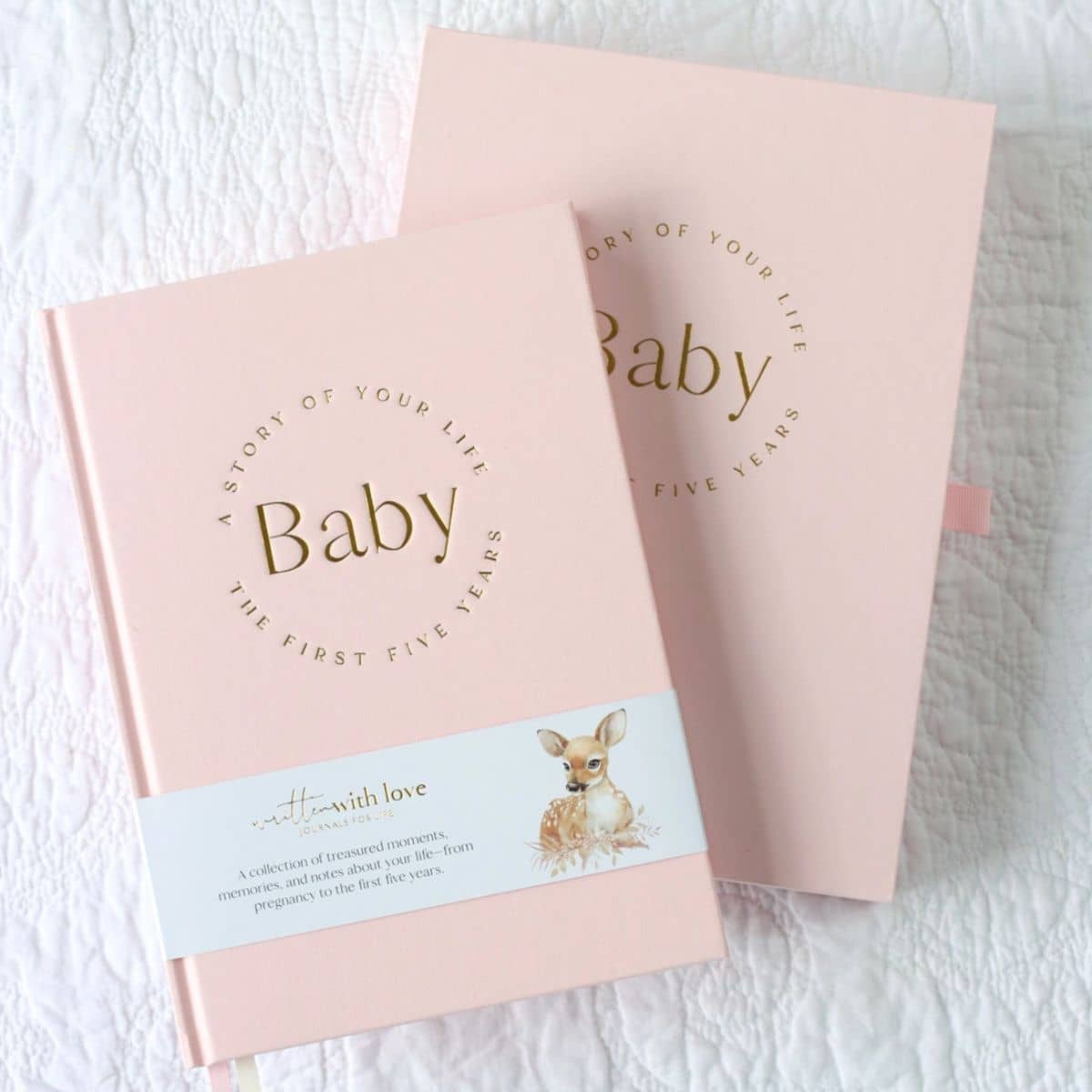 Written With Love Baby Memory Book with Keepsake Box - Peony Pink - Image 2