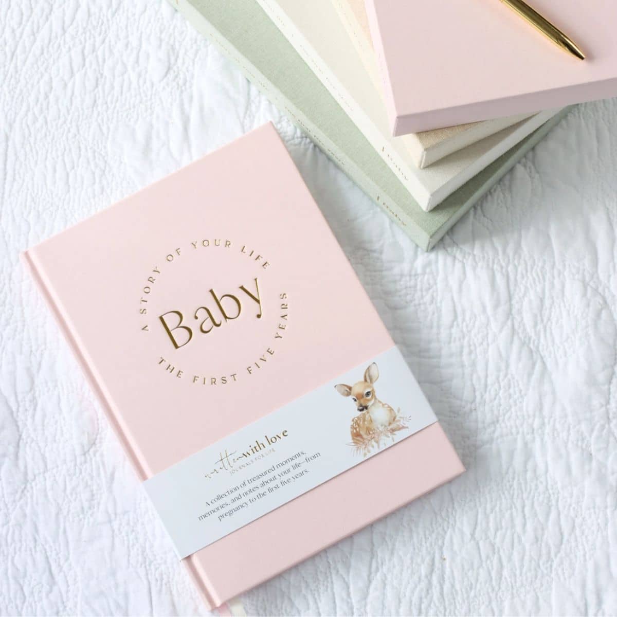 Written With Love Baby Memory Book with Keepsake Box - Peony Pink - Image 4