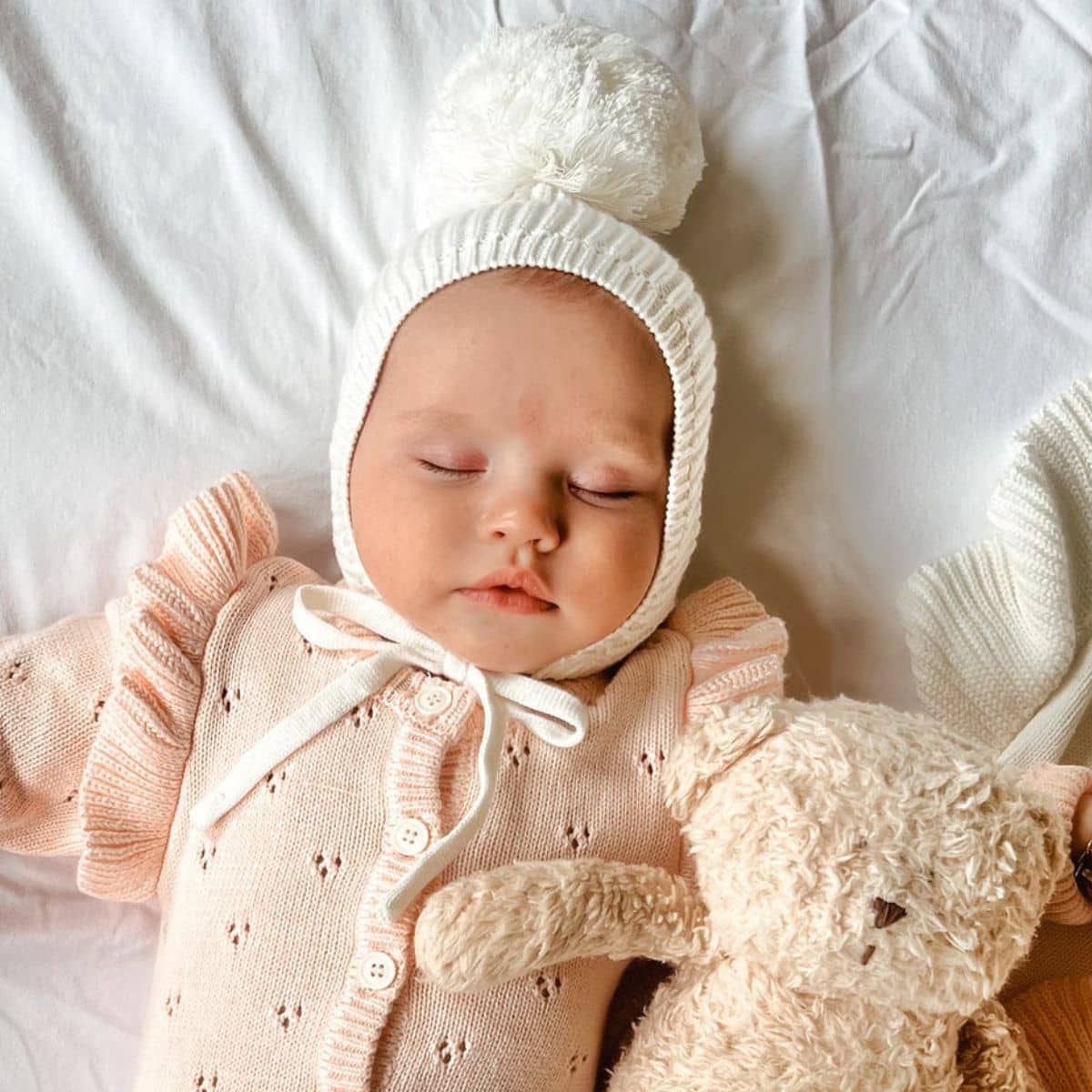 Ziggy Lou Knit Bonnet - Milk Pom Pom - 0 to 3 Months - Image 3