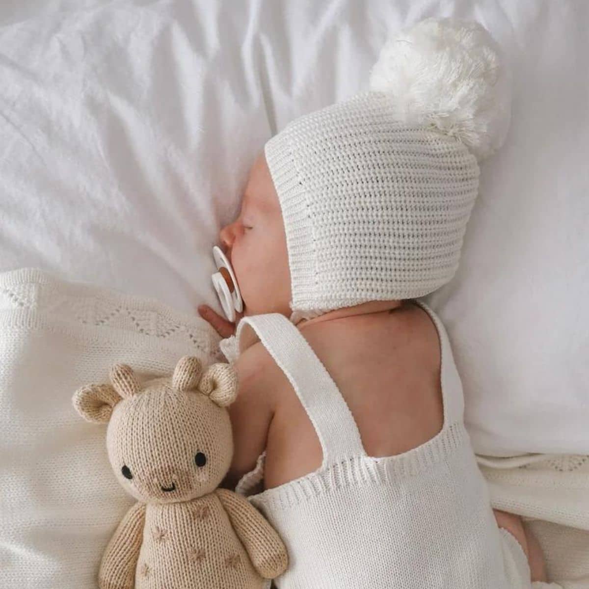 Ziggy Lou Knit Bonnet - Milk Pom Pom - 0 to 3 Months - Image 4