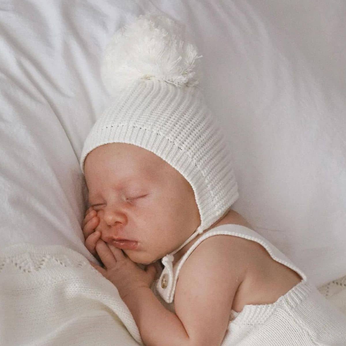 Ziggy Lou Knit Bonnet - Milk Pom Pom - 0 to 3 Months - Image 6