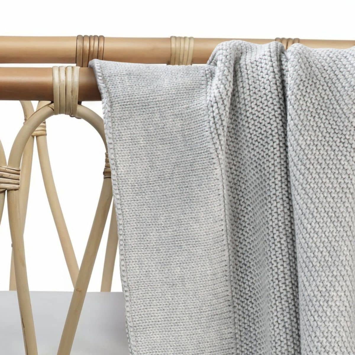 Zoe Sage Cotton Classic Knit Baby Blanket - Dove Grey - Image 2
