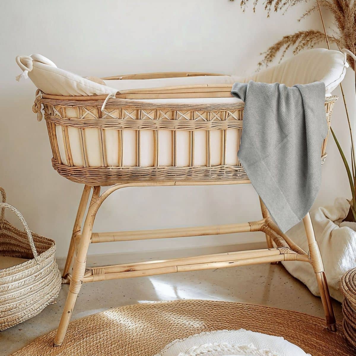Zoe Sage Cotton Classic Knit Baby Blanket - Dove Grey - Image 5
