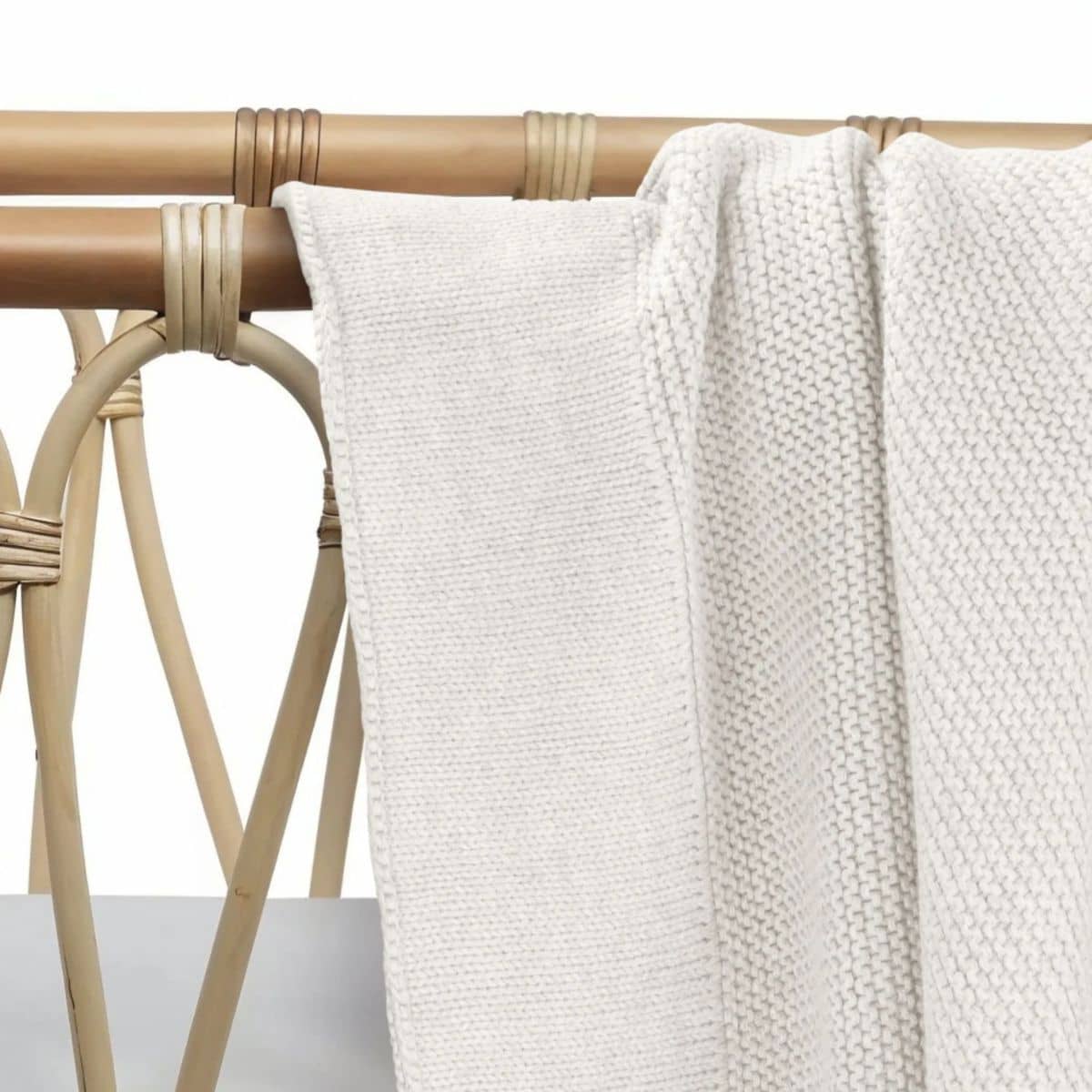 Zoe Sage Cotton Classic Knit Baby Blanket - Milk - Image 2