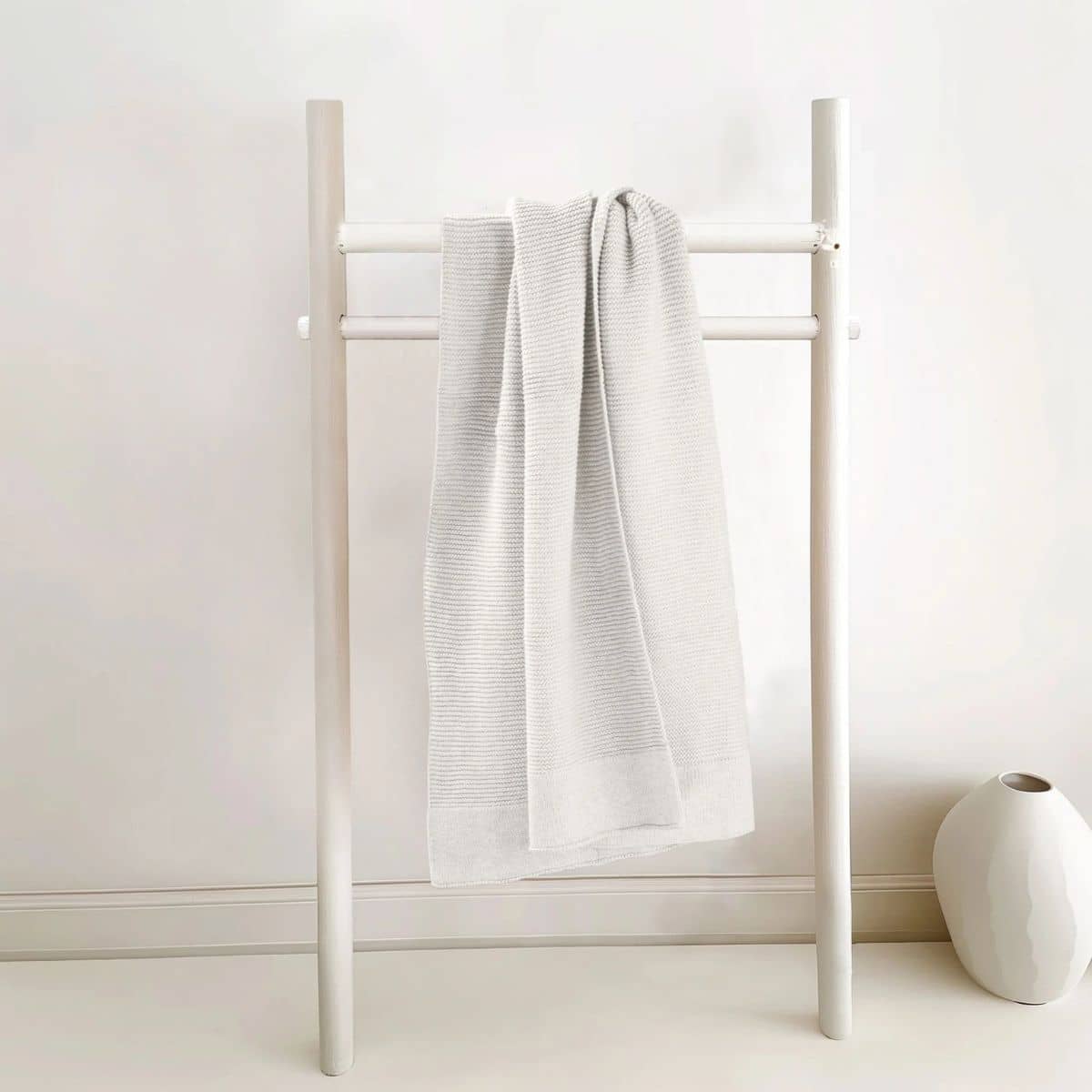 Zoe Sage Cotton Classic Knit Baby Blanket - Milk - Image 4