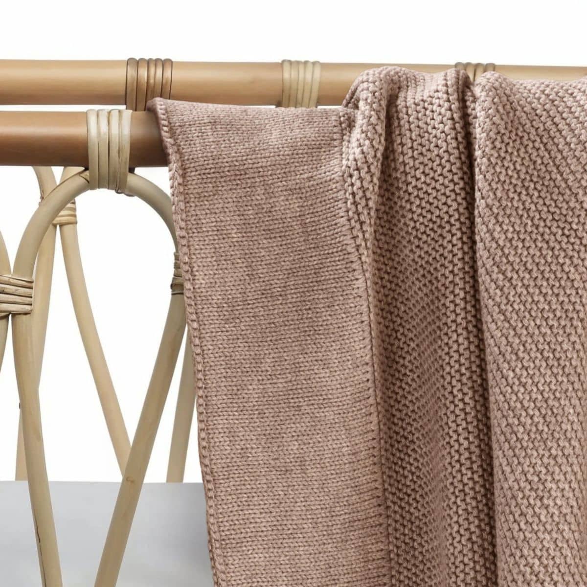 Zoe Sage Cotton Classic Knit Baby Blanket - Mocha - Image 2
