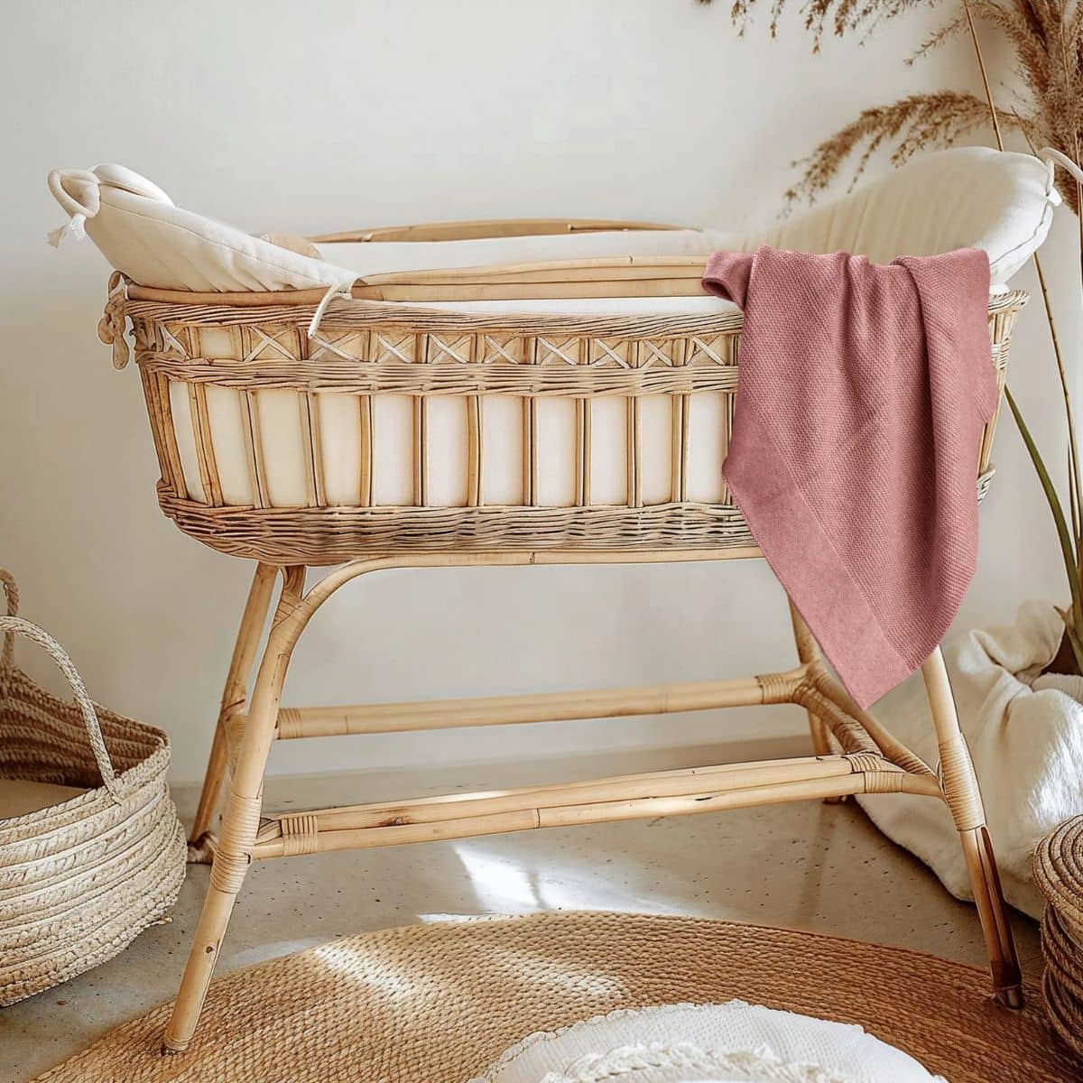 Zoe Sage Cotton Classic Knit Baby Blanket - Plum - Image 3