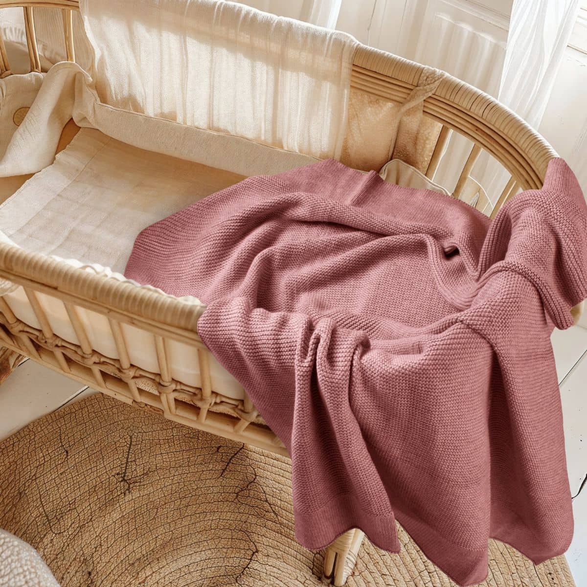 Zoe Sage Cotton Classic Knit Baby Blanket - Plum - Image 5