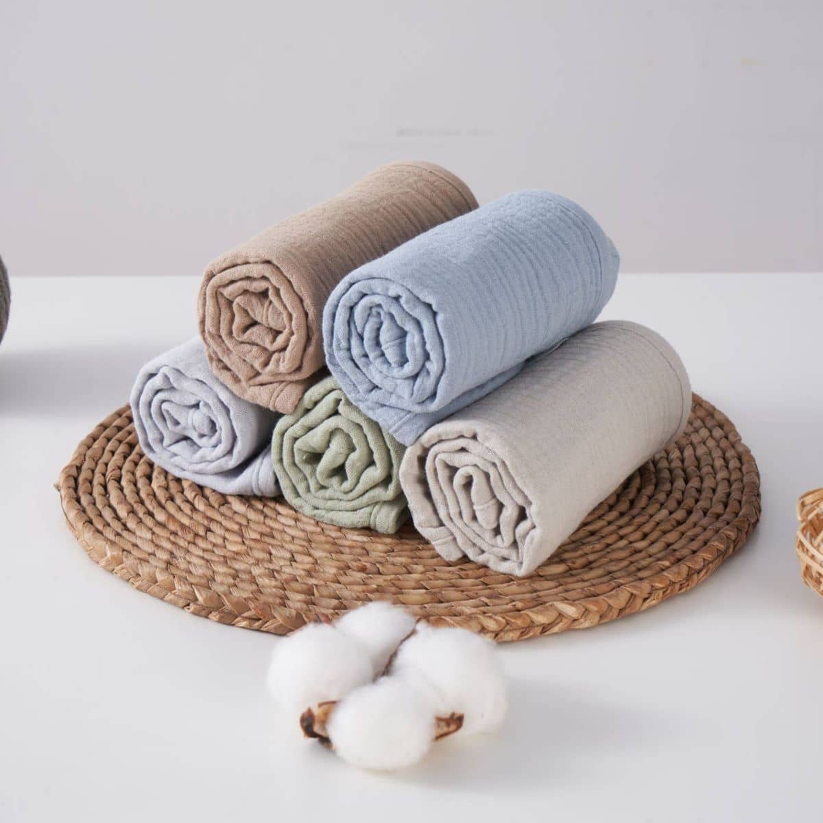 Zoe Sage Organic Muslin Burp Cloths - Earth + Sky - Image 5